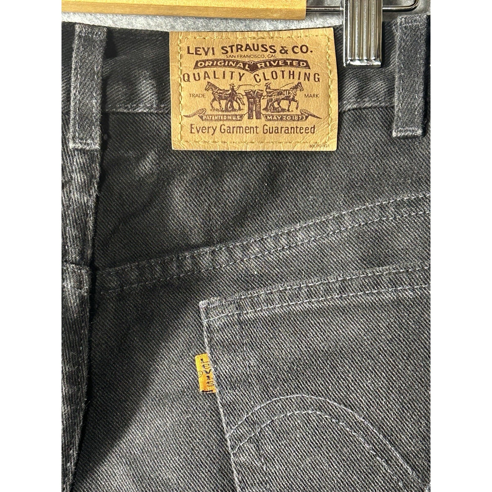 Vintage Y2k Levi's 531 Orange Tab Black Jeans 38x30 Made In Canada Straight Leg